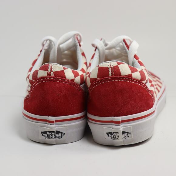 Vans Old Skool red white checker canvas and suede sneakers size women's 7 - Picture 4 of 5